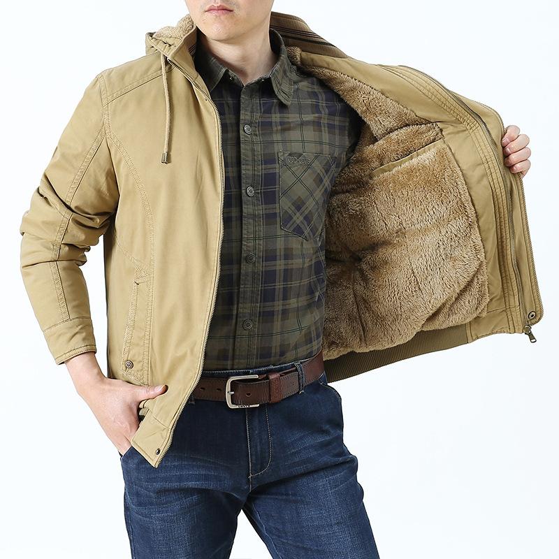 

Осень и Зима Хлопковая Мужская Свободная Большого Размера Повседневная Хлопковая Одежда Для Мужчин Среднего и Пожилого Возраста Пальто для Папы 4XL