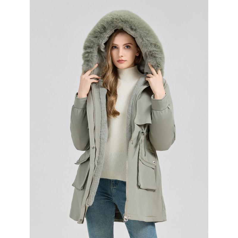 

Pie overcome women s medium and long models, new fashion thickened cotton clothes, waist and thin hooded velvet cotton clothes batch 3XL зелёный