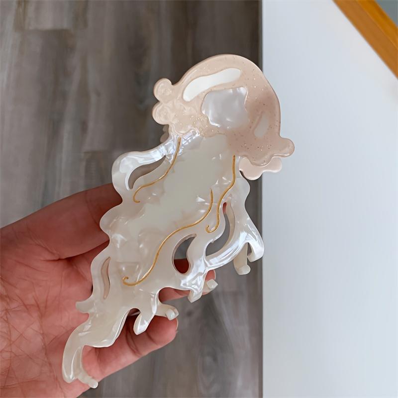 Ocean-Inspired Acetate Hair Claw - Large Jellyfish & Shark Design, Elegant Cute Grip, Big Animal Cartoon Hair Clip 