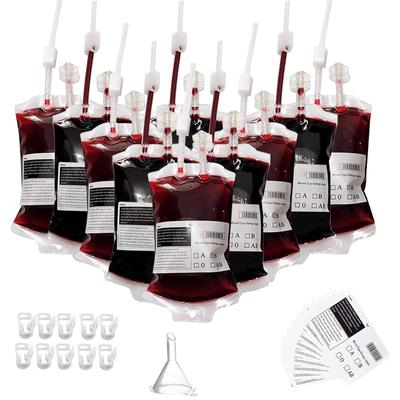 Bolsa de sangre transparente para Halloween, 350 ml, juego de bricolaje para accesorios de bolsa, organizador, suministros para el hogar, festival, fiesta, accesorios de disfraces, bolsa de sangre para Halloween