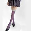 Hollowout Weave Fishnet Geometric Pattern Stockings Thigh High Socks Ruffle Lace Trim Overknee Stockings for Women Girls