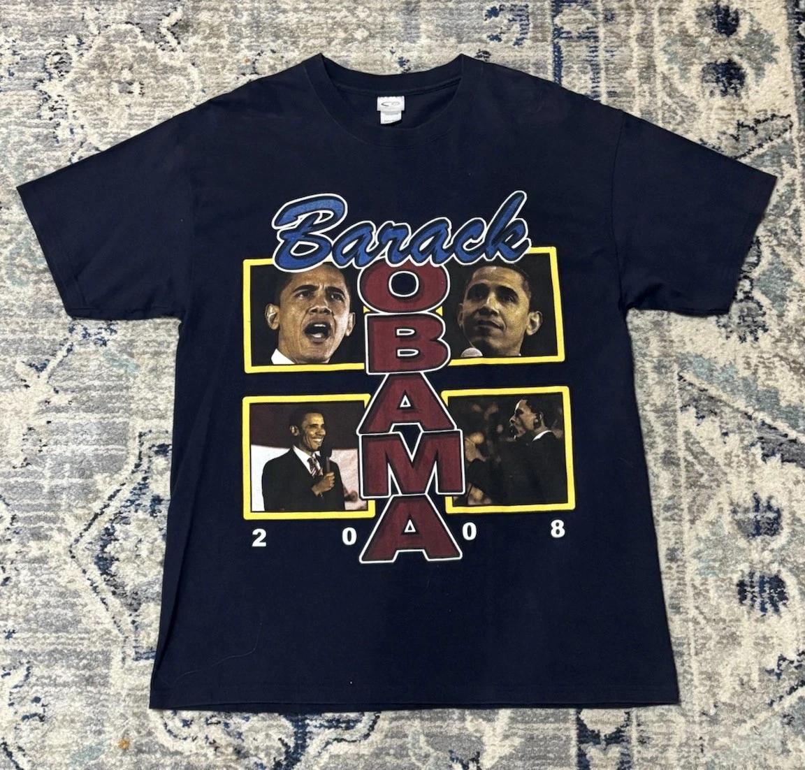

Vintage Barack OBAMA t shirt Tee Shirt Size Large 2008 Rap Tee politic 2XL