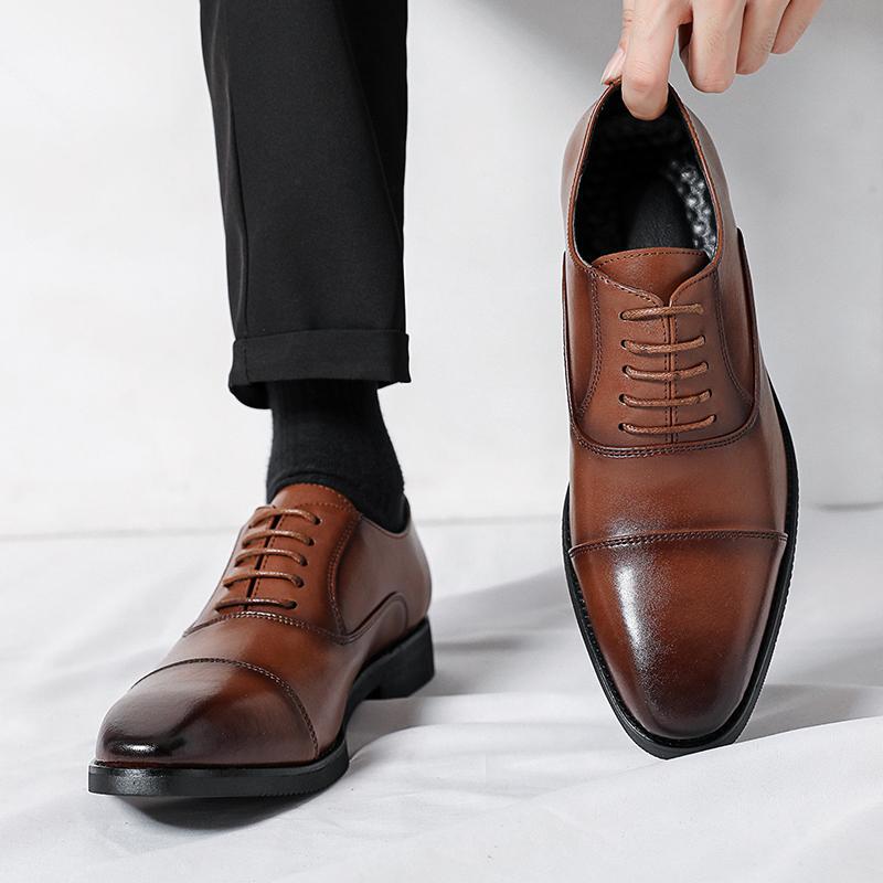 Four Seasons New Men's Leather Shoes Business Dress Men's Leather Shoes British Casual Wedding Shoes Men's