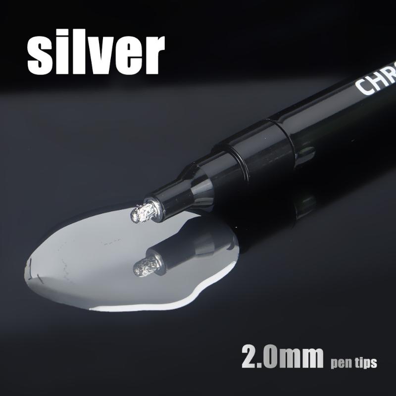 5 Pcs Chrome Mirror Marker Pen 2Mm Diy Reflective Paint Pens Permanent Gold Silver Copper Marker Model Painting Marking