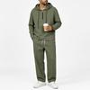 Men's Linen Hoodie Set with Half Zip, Long Sleeve Pullover and Drawstring Jogger Pants, Casual 2-Piece Outfit