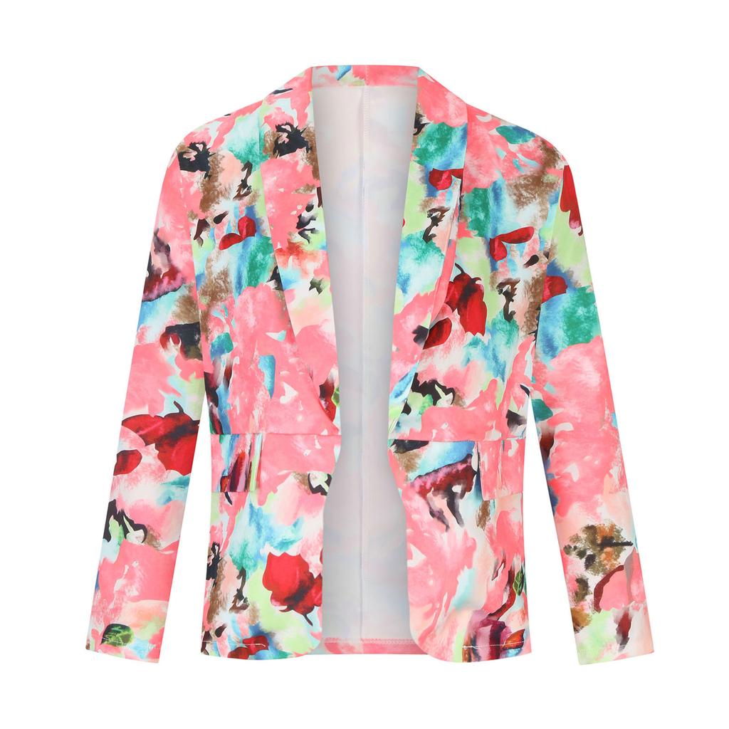 Kadın İlkbahar Ve Sonbahar Yaka Baskı Mizaç Slim Fit Küçük Blazer