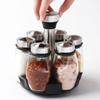 7-Piece Rotating Glass Seasoning Jar and Bottle Set
