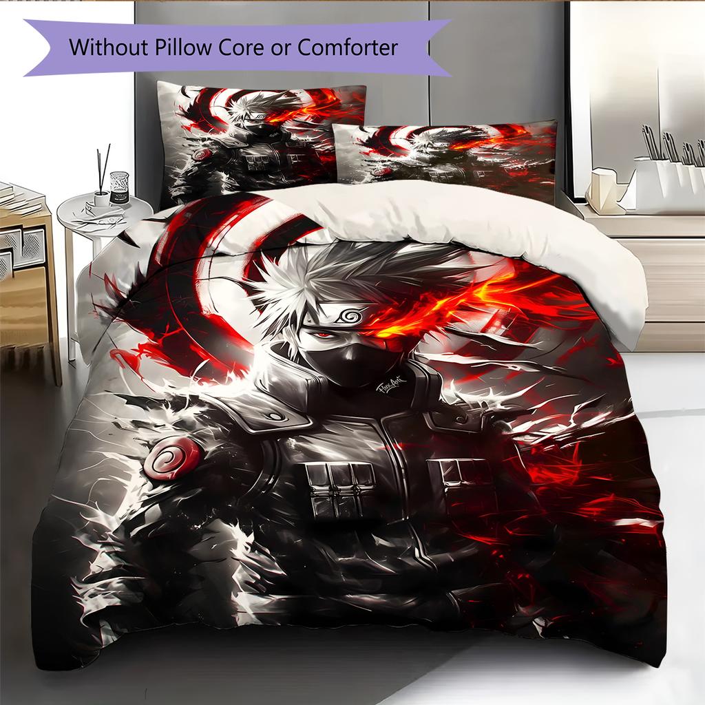 Juego de Ropa de Cama con Estampado de Dibujos Animados Colcha Funda de Colcha Funda de Almohada Decoración del Hogar Regalo de Cumpleaños (1 * funda nórdica + 2 * fundas de almohada, sin núcleo)