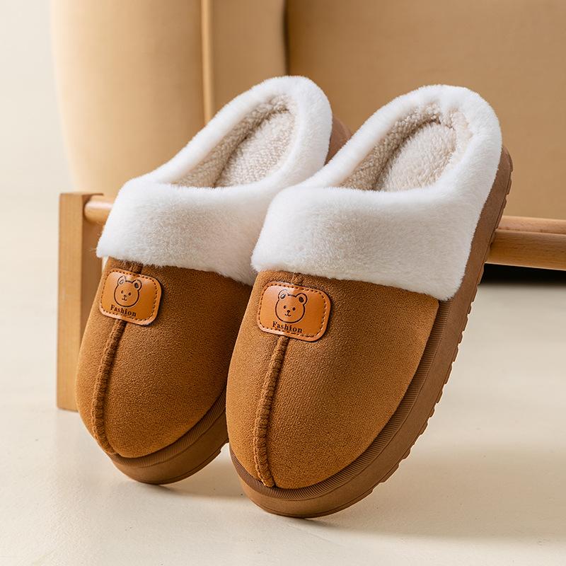 Autumn and winter thermal cotton slippers women's indoor home non-slip and deodorant thick-soled warm fashion outer wear velvet cotton shoes