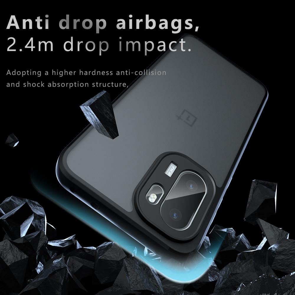 For OnePlus 15R 5G/Ace 6T 5G/Ace 6 5G Case Skin-Touch TPU + PC Matte Phone Back Cover, Transparent Black