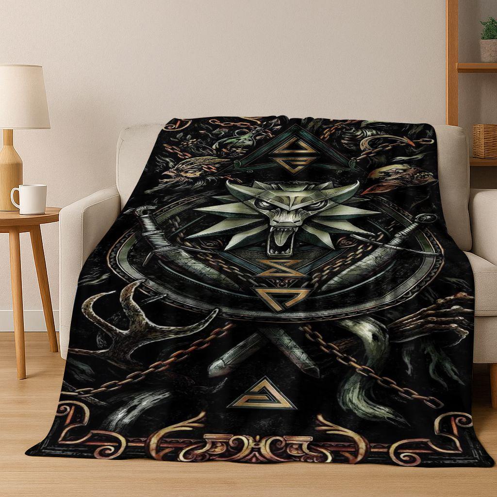 3D The W-Witcher Geralt Games Cartoon Flannel Blanket,Warm and Cozy Soft Throw Blanket for Home Bedroom Bed Sofa Cover Kid Gift