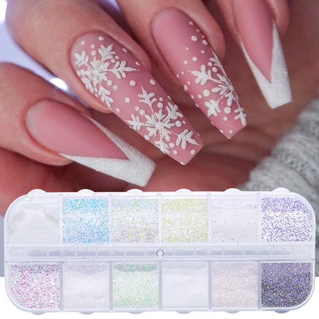 1 krabička nepravidelné třpytivé foliové nehty flitry na nehty třpytivé vločky nail art dekory na nehty příslušenství pro DIY manikúru