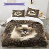 Gear Cat  Pattern Bedding Quilt Set Quilt Cover Pillowcase Home Decoration  Gift (1 * duvet cover + 2 * pillowcase, without core)
