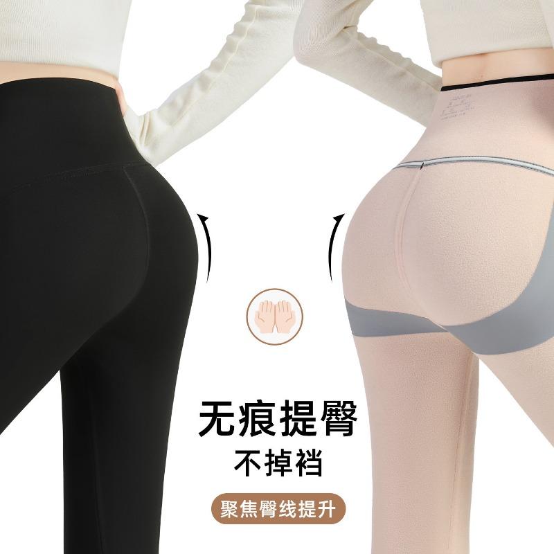 Shark Pants Women's New Autumn and Winter High Waist Hip Lift and Thin Gray Breasted Yoga Velvet Leggings