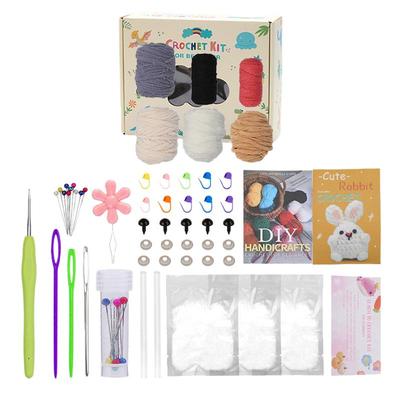 Kit de Ganchillo para Principiantes Lindo Kit de Ganchillo para Niños Kit de Ganchillo de Conejo Práctico Set de Ganchillo para Principiantes Kit de Tejido para
