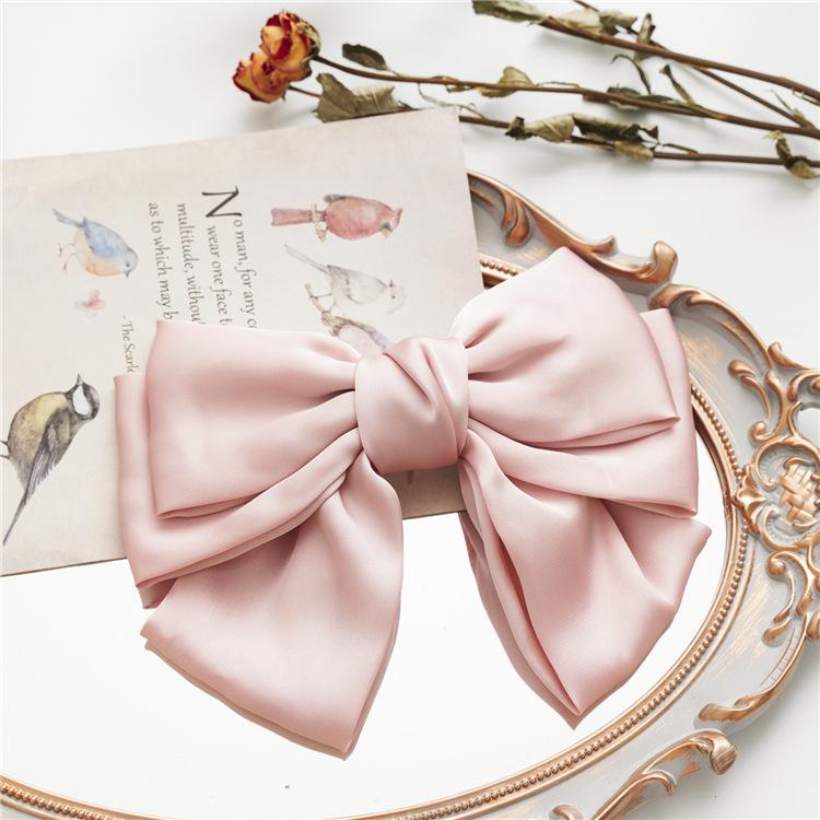 Neuer Stil Satin-geprägte Federklemme Stoff Dreilagige Große Schleife Satin-Haarnadel Haarreif
