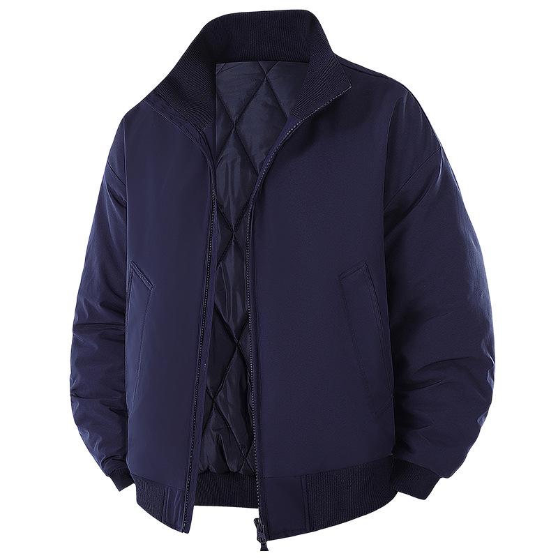 Veste d'aviateur d'hiver pour homme à col montant - Vêtement d'extérieur décontracté ample épaissi en coton