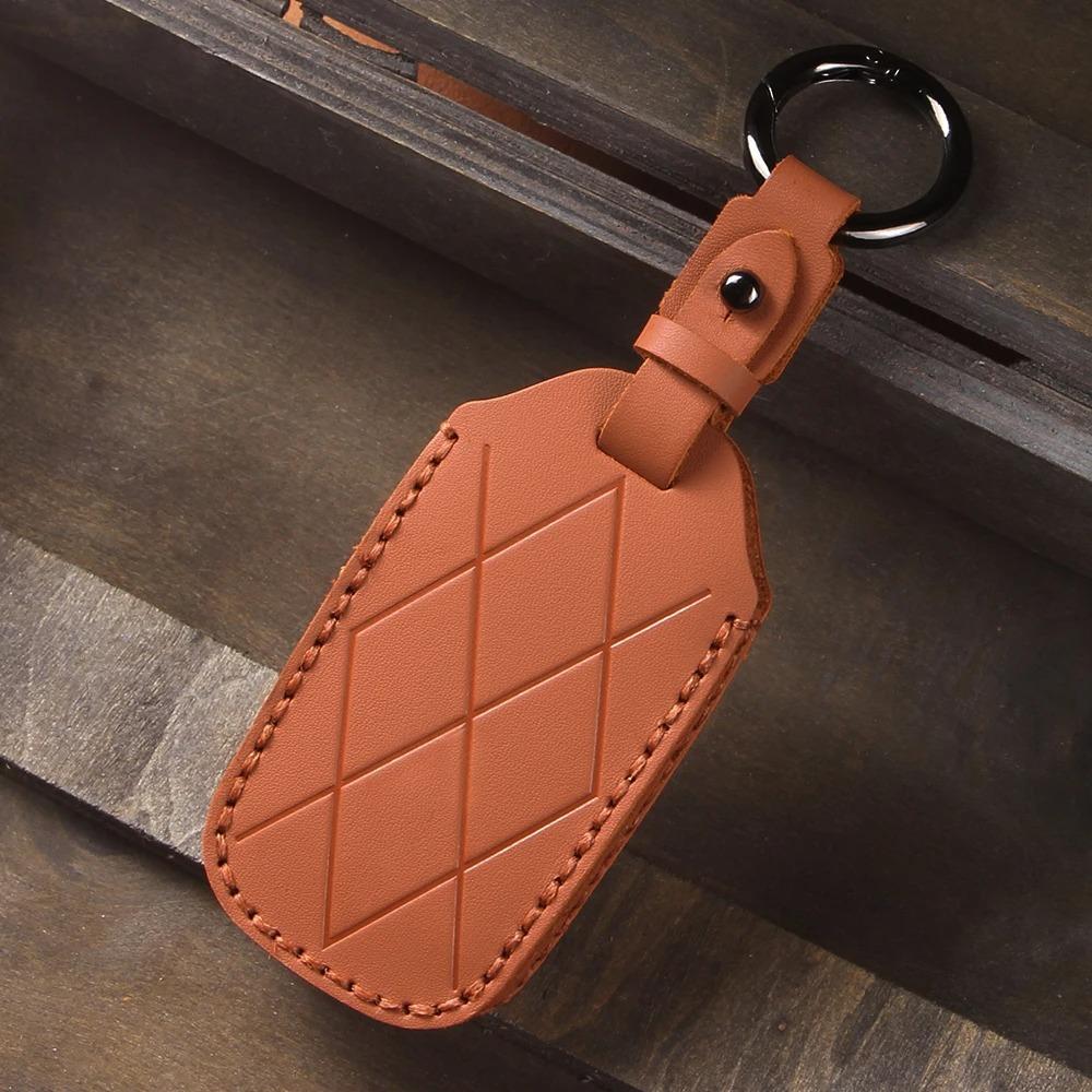 Leather Car Key Bag Case for Hyundai Genesis GV80 GV60 G90 G70 Holder Key Cover Key Chains