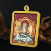 Zodiac Cinnabar Thangka Pendant - Eight Guardian Deities Amulet Box (Samantabhadra & Manjushri)