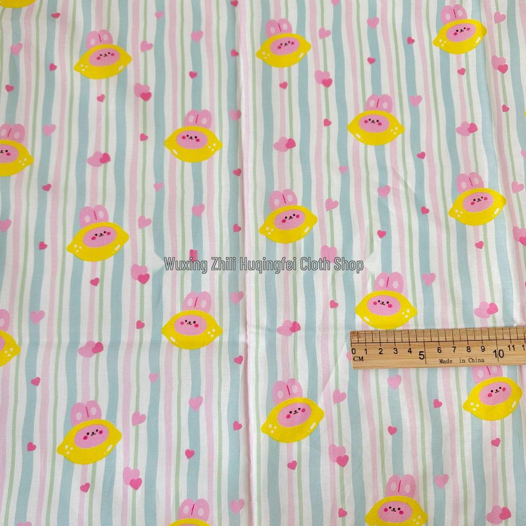 100% Cotton Digital Print Stripe & Floral Fabric for Kids' & Women's Wear, Pajamas, Homewear, Tablecloth DIY