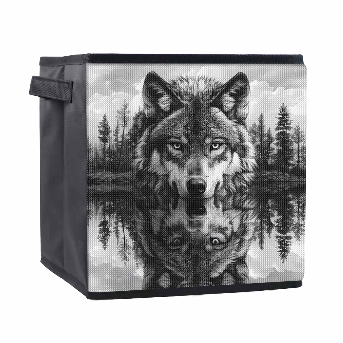 

The Wolf Drinking Water 5D Diamond Painting Storage Basket Full Round Drill Mosaic Diamond Embroidery Cross Stitch Kits Home Decor Home Decor 25cmx25cm