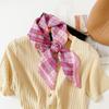 Lightweight Chiffon Silk Square Scarf Classic Plaid Check Print Bandana for Women Beach Vacation Neck Hair Headband Accessory