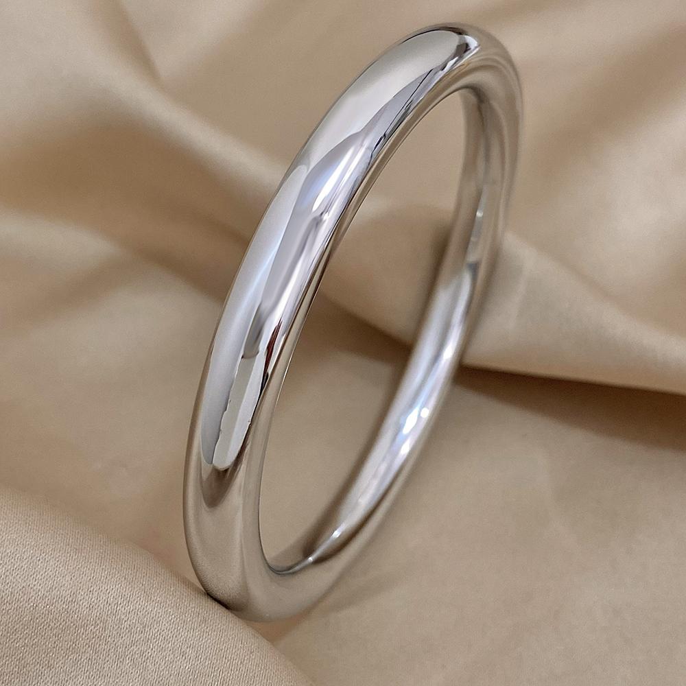Glossy Solid Color Thick Bracelet Stainless Steel Bangle for Women Cuff Wirstband Smooth Waterproof Charm Bracelets Jewelry Gift