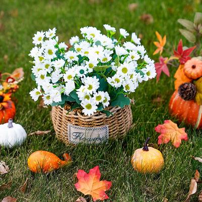 Artificial Sunset Mums Flowers Waterproof Fake Fall Flowers for Outdoor Garden Patio Home Planters Home Decoration