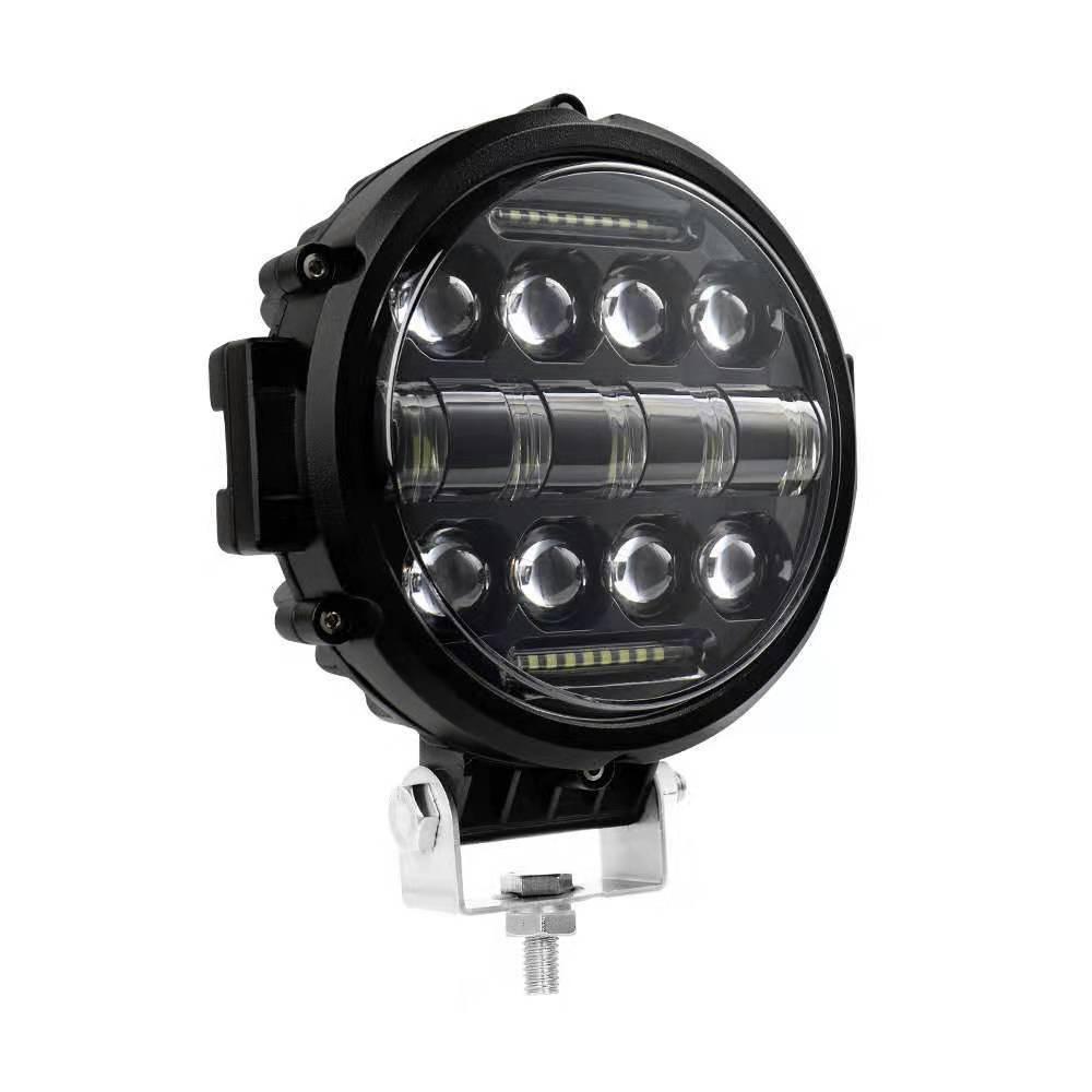 Lumini LED rotunde de 7 inchi, 69 W, reflector, bară luminoasă de lucru cu LED pentru offroad, Suport de montare reglabil Lumină de zi
