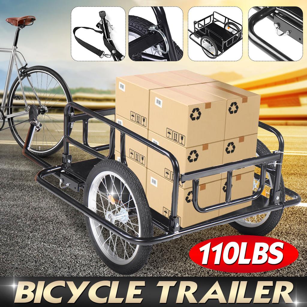 Buy Black Folding Bike Trailer Cargo Teel Frame Extra Storage Carrier