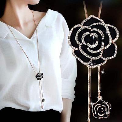 Kristall Verstellbar Gold Lang Rose Mode Lange Silber Halskette