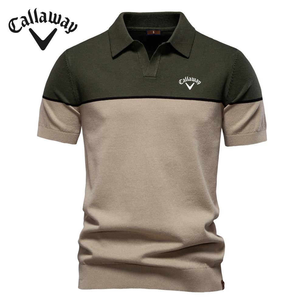 

Callaway GOLF 2025 Летняя вышитая новая мужская трикотажная рубашка поло с короткими рукавами и цветным воротником Повседневное поло для мужчин XL