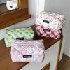 Cute Floral Quilted Makeup Bag Portable Coin Storage Travel Zipper Bag Compact Multi-Purpose Cosmetic Storage Pouch