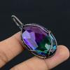 Bi Color Tourmaline Handmade Copper Wire Wrap Jewely Pendant 2.4" m6G87