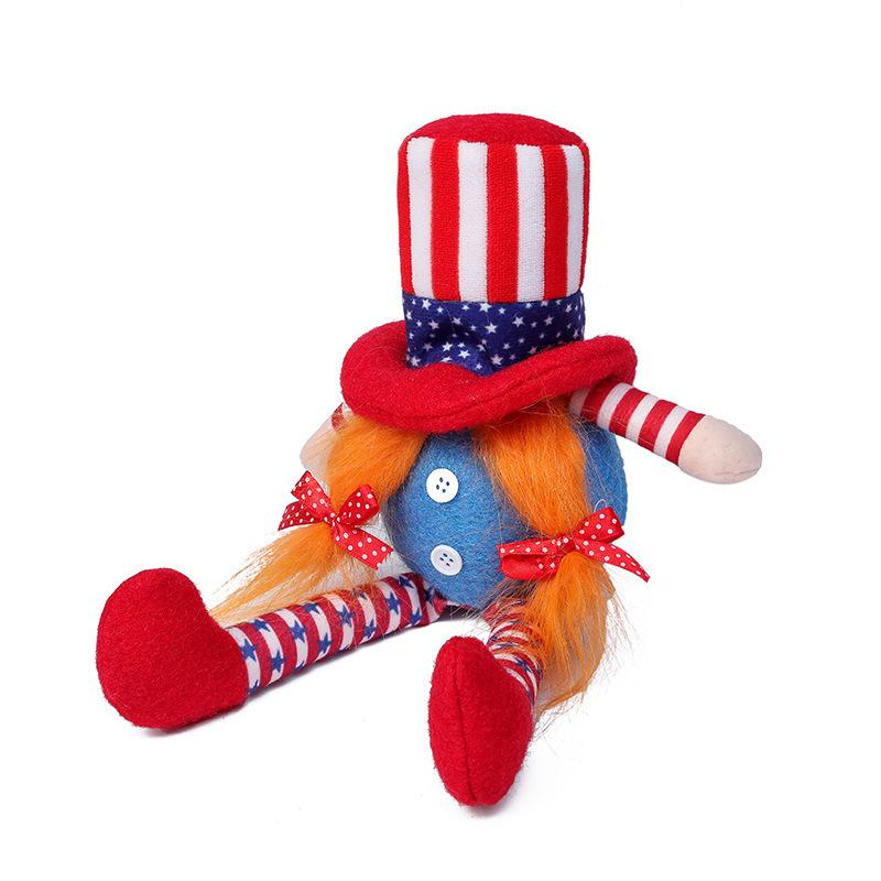 Patriotic Flag Dwarf Doll: Striped Faceless Ornament for Independence Day