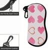 Watercolor Pink Heart Pattern Eyewear Pouch,Soft Fabric Sunglasses Case,Portable Eyeglasses Protection Bag,Travel Eyewear Accessories Gift
