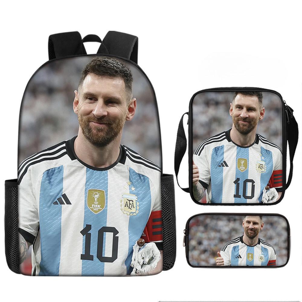 Messi Soccer Kids Backpack Set With Breathable Oxford Fabric For School Children