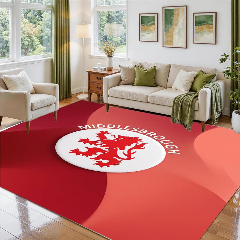Middlesbrough FC Design Crystal Velvet Rug Soft Decorative Mat for Bedroom Entrance