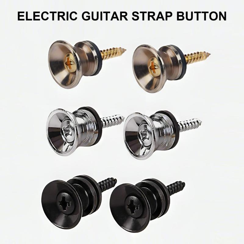 Set of 2 Guitar Strap Safe Locks Elegant Buttons Guitar Accessory Set Iron Texture Electric Guitar Part for Guitar