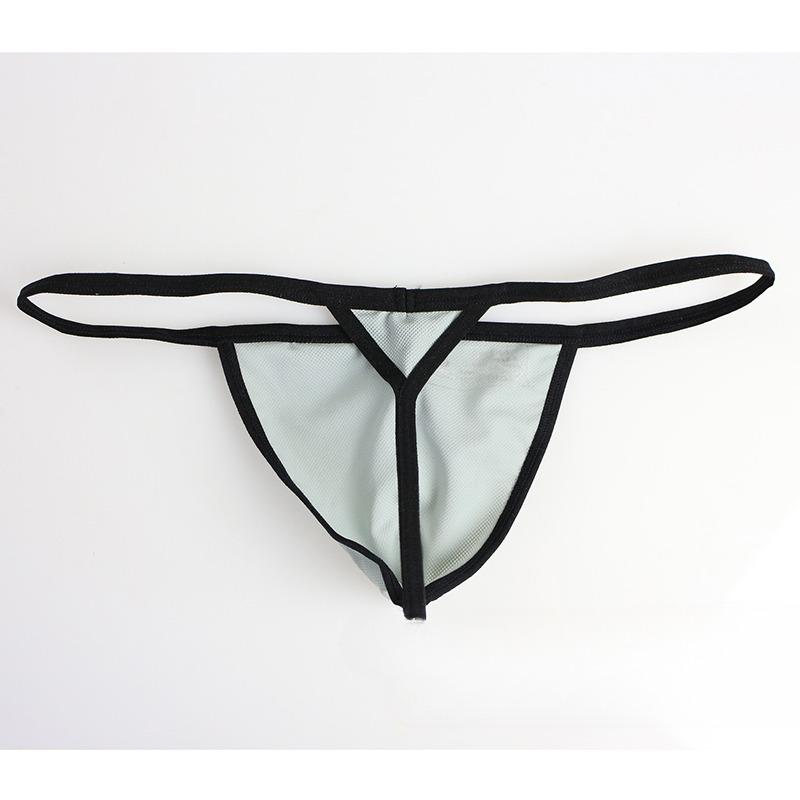 Men's Sexy Low-Rise Thong Solid Color High-Cut Thin Strap Seamless Breathable Body-Hugging Underwear