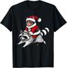 Santa Cat Riding A Raccoon Christmas T-Shirt Unisex T-Shirt