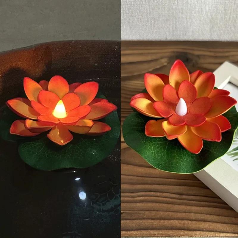 LED Lotus Night Lamp Floating Water Sensor Flower Lamps Garden Fish Tank Decor Festive Party Accessories Wishing Lotus Light
