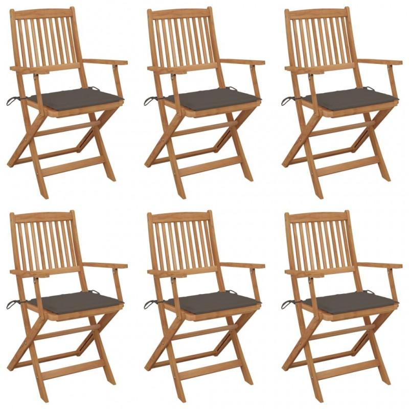 Day and Night - Day and Night Folding Garden Chairs 6 Units and Cushions Solid Acacia Wood