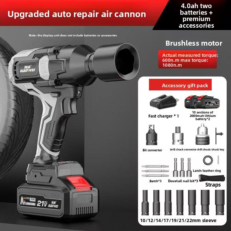 NANWEI Brushless Electric Impact Wrench, with A Torque of Up To 1080 Nm and A 4.0Ah Capacity, Cordless Rechargeable Lithium Battery Screwdriver.