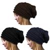 Women's Retro Pleated Edge Pullover Hat Cozy Knitted Beanie For Winter Sports