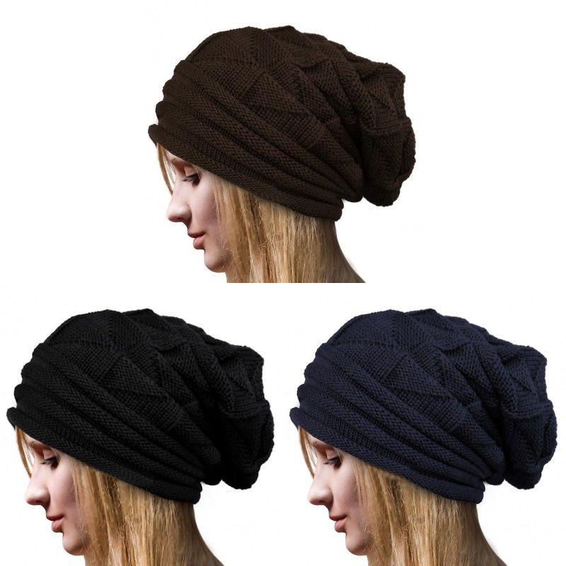 Women's Retro Pleated Edge Pullover Hat Cozy Knitted Beanie For Winter Sports
