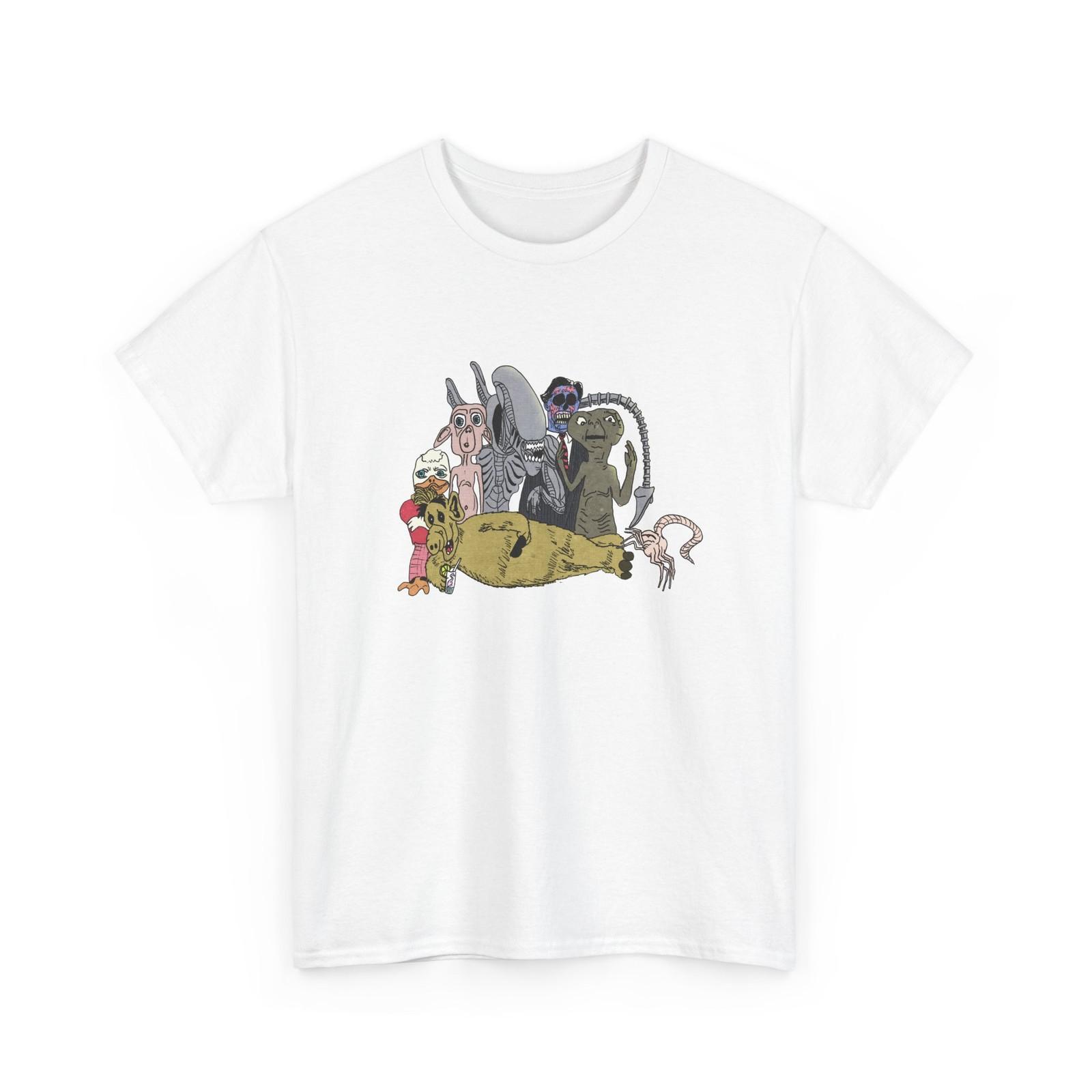 original drawing cute weird pop cult alien tshirt S разноцветный