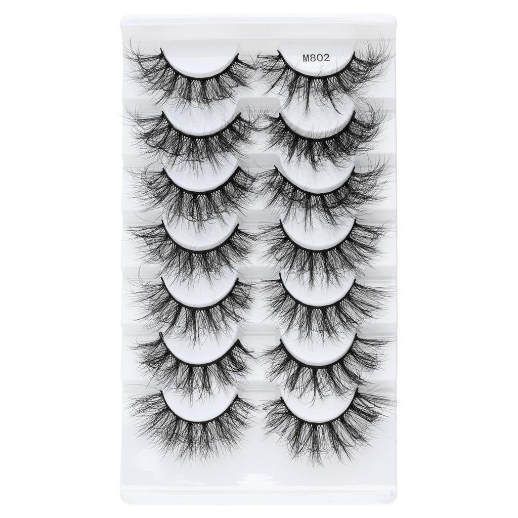 7 Pairs Fluffy 3D Eyelashes: Natural, Dense, Exaggerated Mess for a Bold European & American Look