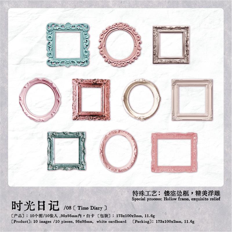 

10-Sheet Retro Hollow-Out Material Paper, Intricate Cutout Designs for Journal Decoration, Scrapbooking, DIY Craft Accents