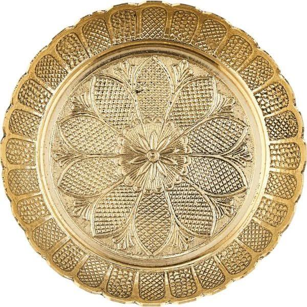 Brass Pooja Thali 5 Inch | Traditional Handcrafted Pital Aarti Plate for Home Temple & Daily Puja | Decorative Brass Worship Thali Set